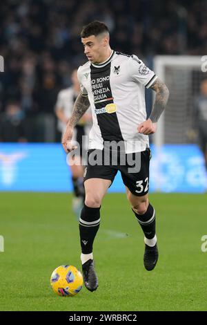 11. März 2024, Stadio Olimpico, Roma, Italien; Fußball der Serie A; Lazio gegen Udinese; Marin Payero von Udinese Stockfoto