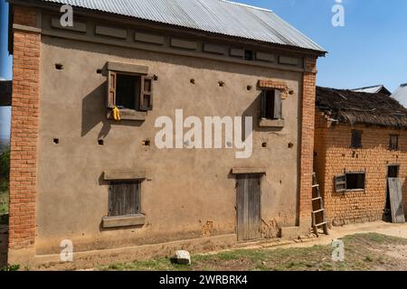 Traditionelles madagassisches Haus, Fiadanana, Ambohimahasoa, Haute Matsiatra, Madagaskar Stockfoto