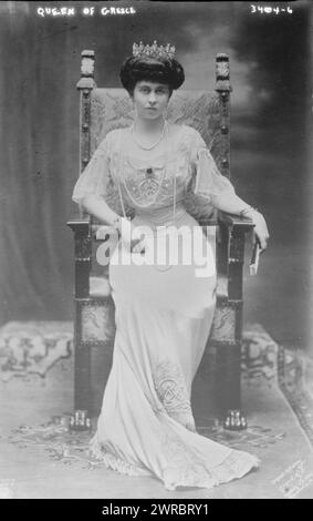 Königin von Griechenland, Foto zeigt Prinzessin Sophie von Preußen (1870–1932), die nach ihrer Heirat mit Kronprinz Konstantin von Griechenland Königin Sophia wurde. 1910 und ca. 1915, Glasnegative, 1 negativ: Glas Stockfoto