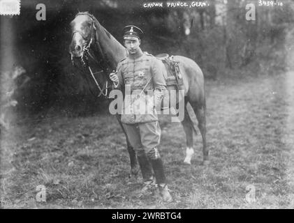 Kronprinz, Keim. Das Foto zeigt Friedrich Wilhelm Viktor Augustus Ernest (1882–1951), der der letzte Kronprinz des Königreichs Preußen und Deutschland war., 4. April 1914, Glasnegative, 1 negativ: Glas Stockfoto