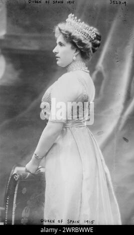 Königin von Spanien, 1915, Prinzessin Victoria Eugenie von Battenberg (1887–1969) war Königin von König Alfonso XIII. Von Spanien, 1915., Glasnegative, 1 negativ: Glas Stockfoto