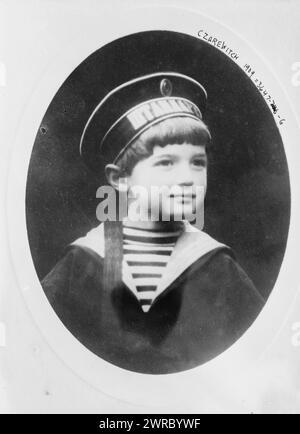 Czarewitch, 1909, Fotografien zeigt Alexei Nikolaevich Romanov (1904–1918), Sohn von Zar Nikolaus II. Und Alexandra., 1909, Glasnegative, 1 negativ: Glas Stockfoto