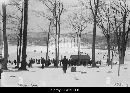 Tuxedo Lake, Foto zeigt Skater auf Tuxedo Lake, Tuxedo Park, New York State., zwischen ca. 1910 und ca. 1920, Glasnegative, 1 negativ: Glas Stockfoto