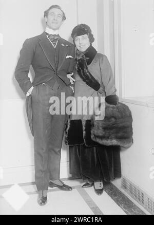 Lou - Tellegen & Wife, Foto zeigt den Stummfilmschauspieler Lou Tellegen und seine Frau, die Opernsängerin Geraldine Farrar an ihrem Hochzeitstag, 8. Februar 1916., 8. Februar 1916, Glass negative, 1 negativ: Glas Stockfoto