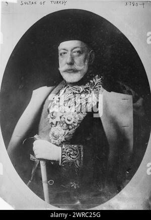 Sultan von der Türkei, Foto zeigt Mehmed V. Reshad, 35. Osmanischer Sultan, der von 1909 bis 1918 regierte. 1915, Glasnegative, 1 negativ: Glas Stockfoto