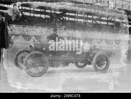 Rawlins, Foto zeigt Ken Rawlings im Rennwagen beim Astor Cup Rennen auf dem Sheepshead Bay Speedway, New York, 1916., 1916, Glass negative, 1 negativ: Glas Stockfoto