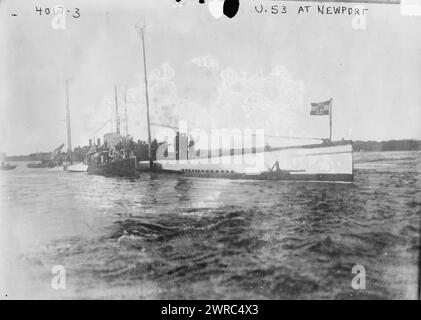 U-53 in Newport, zwischen ca. 1915 und ca. 1920, Glasnegative, 1 negativ: Glas Stockfoto