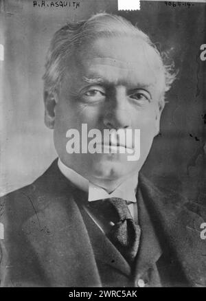 H.H. Asquith, Foto zeigt Herbert Henry Asquith, 1. Earl of Oxford und Asquith (1852–1928), der britischer Premierminister (1908–1916) war. 1915 und ca. 1920, Glasnegative, 1 negativ: Glas Stockfoto