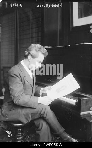 Jos. Hofmann, Foto zeigt Josef Casimir Hofmann (1876–1957), einen polnischen amerikanischen Pianisten, Komponisten, Musiklehrer und Erfinder. 1915 und ca. 1920, Glasnegative, 1 negativ: Glas Stockfoto