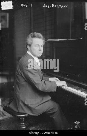 Jos. Hofmann, Fotografie zeigt Josef Casimir Hofmann (1876–1957), polnischer amerikanischer Pianist, Komponist, Musiklehrer und Erfinder., 20. Dezember 1916, Glasnegative, 1 negativ: Glas Stockfoto