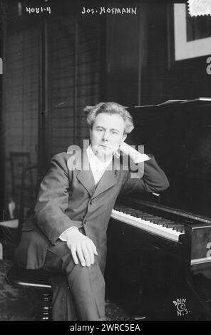 Jos. Hofmann, Foto zeigt Josef Casimir Hofmann (1876–1957), einen polnischen amerikanischen Pianisten, Komponisten, Musiklehrer und Erfinder. 1915 und ca. 1920, Glasnegative, 1 negativ: Glas Stockfoto