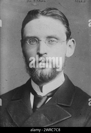 Wm. O’Brien, Foto zeigt William O’Brien (1852–1928), einen irischen nationalistischen Journalisten und Politiker, der an der Landreform und Heimatherrschaft in Irland beteiligt war. 1915 und ca. 1920, Glasnegative, 1 negativ: Glas Stockfoto