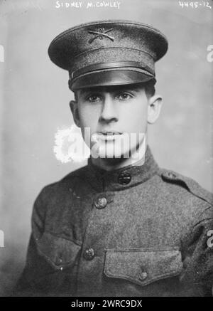 Sidney M. Cowley, Foto zeigt den Privatmann Sidney M. Cowley aus New York, der während des Ersten Weltkriegs in der US-Armee diente Er starb im Februar 1918 in Frankreich und wurde 1917 oder 1918 auf dem Saint Mihiel American Cemetery and Memorial in Thiaucourt-Regnieville, Lothringen, Frankreich, beigesetzt. Glasnegative, 1 negativ: Glas Stockfoto