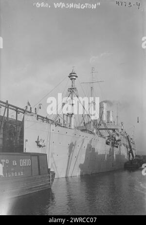GEO. WASHINGTON, Foto zeigt den Ozeanliner SS George Washington, der am 4. Dezember 1918 in New York City zur Pariser Friedenskonferenz abreist, mit Präsident Wilson an Bord. 4. Dezember 1918, Glass negative, 1 negative: Glass Stockfoto