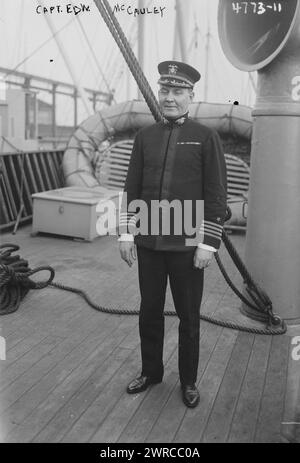 Kap. Edw. McCauley, das Foto zeigt Captain Edward McCauley, der Kapitän der USS George Washington war, die Präsident Woodrow Wilson nach Paris nach dem Waffenstillstand des Ersten Weltkrieges brachte, 1918 Glass negative, 1 negative: Glass Stockfoto