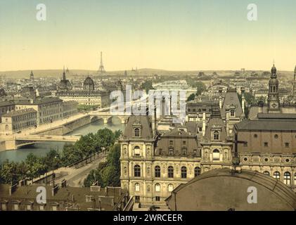 Panorama der sieben Brücken, Paris, Frankreich, zwischen ca. 1890 und ca. 1900, Bridges, Frankreich, Paris, 1890-1900, Vogelperspektive, 1890-1900., Vogelperspektive, 1890-1900, Stadtansichten, 1890-1900, 1 fotomechanischer Druck: Photochrom, Farbe Stockfoto