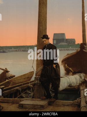 Ein niederländischer Fischer, Marken Island, Holland, zwischen ca. 1890 und ca. 1900., Niederlande, Marken Island, Farbe, 1890-1900 Stockfoto