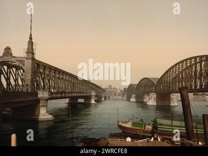 Die beiden Brücken auf der Maas, Rotterdam, Holland, zwischen ca. 1890 und ca. 1900., Niederlande, Rotterdam, Farbe, 1890-1900 Stockfoto