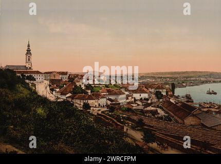 Landeplatz und Kathedrale, Belgrad, Servia, zwischen ca. 1890 und ca. 1900., Farbe, 1890-1900 Stockfoto