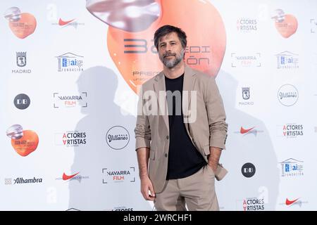 Madrid, Spanien. März 2024. Hugo Silva nimmt am Fotocall des Unión de Actores Awards 2024 am Teatro Circo Price in Madrid Teil. Quelle: SOPA Images Limited/Alamy Live News Stockfoto