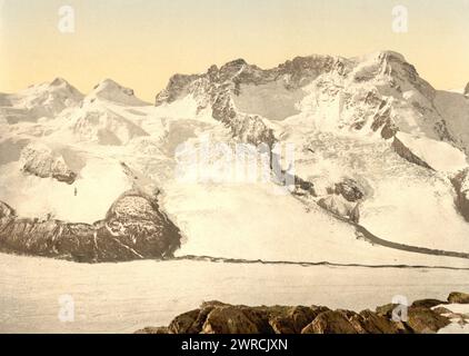 Die Zwillinge (Castor und Pollux), das Breithorn usw., Wallis, Alpen von, Schweiz, zwischen ca. 1890 und ca. 1900., Farbe, 1890-1900 Stockfoto