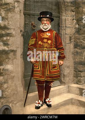 Ein Mann der Garde (Beefeater), London, England, zwischen ca. 1890 und ca. 1900., England, London, Farbe, 1890-1900 Stockfoto