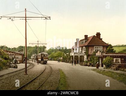 Groudle Glen Hotel und Straßenbahnstation, Isle of man, zwischen ca. 1890 und ca. 1900. Isle of man, Color, 1890-1900 Stockfoto