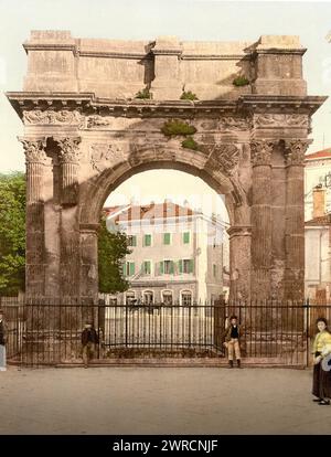 Pola, Aurea Gate, Istrien, Österreich-Ungarn, zwischen ca. 1890 und ca. 1900., Farbe, 1890-1900 Stockfoto