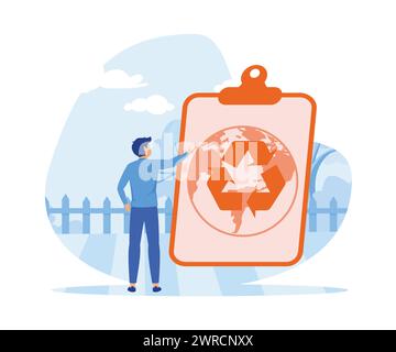 Kreislaufwirtschaft. ESG, grüne Energie und Industriekonzept. Moderne Illustration des flachen Vektors Stock Vektor