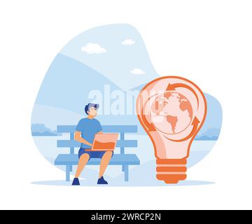 Kreislaufwirtschaft. Strategie für nachhaltiges Wirtschaftswachstum. Moderne Illustration des flachen Vektors Stock Vektor