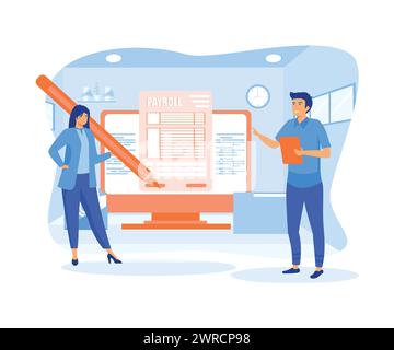 Administrativer Vektor für Gehaltsabrechnung, geeignet für Web-Landing-Page, ui, mobile App, redaktionelles Design, Flyer, Banner. Moderne Illustration des flachen Vektors Stock Vektor