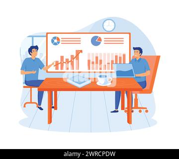 Geschäftsmann hilft Kollegen bei Geschäftstreffen. Vorlage für Website, Webseite oder Landing-Page. Moderne Illustration des flachen Vektors Stock Vektor