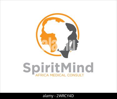 africa Spirit Mind Logo Designs für medizinischen Service und Beratung Stock Vektor