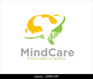 africa Mind Logo Designs für medizinischen Service und Beratung Stock Vektor