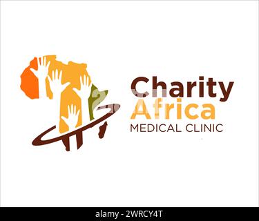Charity africa Logodesigns mit Handfigur Stock Vektor