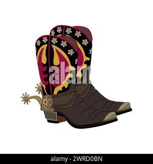 Ein paar traditionelle Cowboystiefel aus dem Westen isoliert. Stock Vektor