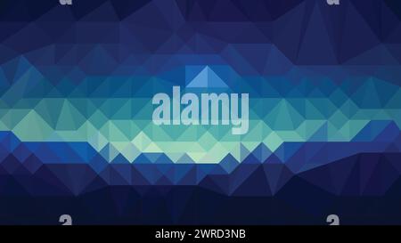 Vektorlandschaft mit blauem niedrigem Poly-Himmel, abstrakter bunter Hintergrund, trendy, geometrisch, Cyber polygonale Tapete, Poster im Dreiecksstil Stock Vektor