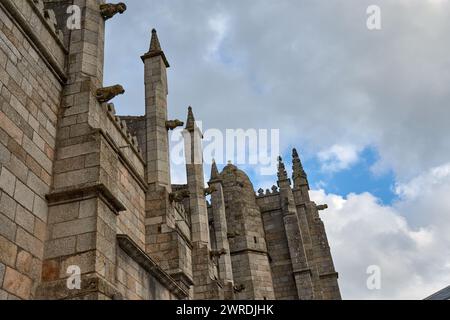 Detail der Kathedrale von Guarda in Portugal, gotischer Stil mit Manuelineinfluss Stockfoto