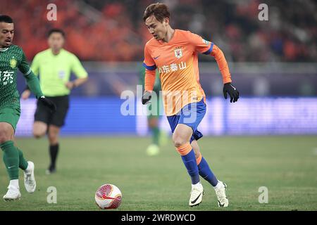 Der Shandong Taishan Football Club 0-0 zog den Beijing Guoan Football Club in der zweiten Runde der Chinesischen Super League (CSL) 2024 in Jinan City, Ost-Chi Stockfoto