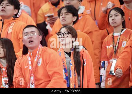 Der Shandong Taishan Football Club 0-0 zog den Beijing Guoan Football Club in der zweiten Runde der Chinesischen Super League (CSL) 2024 in Jinan City, Ost-Chi Stockfoto