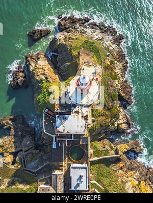 Blick von oben auf den Baily Lighthouse Stockfoto