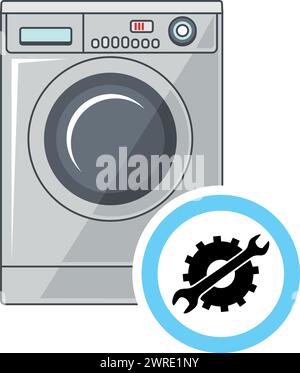 Reparaturservice Für Waschmaschinen. Vektor Stock Vektor