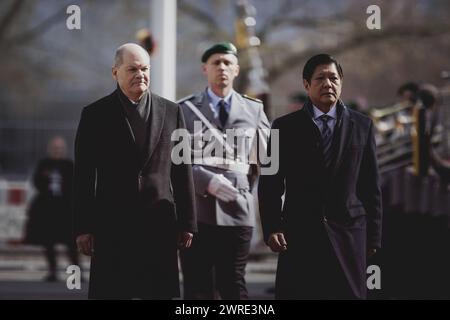 L-R Olaf Scholz SPD, Bundeskanzler, und Ferdinand Marcos Jr., Staatspraesident der Philippinen, aufgenommen im Rahmen eines gemeinsamen Treffens in Berlin, 12.03.2024. Berlin Deutschland *** L R Olaf Scholz SPD , Bundeskanzler, und Ferdinand Marcos Jr , Präsident der Philippinen, auf einer gemeinsamen Sitzung in Berlin, 12 03 2024 Berlin Deutschland Copyright: xFlorianxGaertnerxphotothek.dex Stockfoto