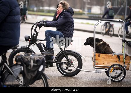 AMSTERDAM - Fatbike auf den Straßen. Vier Hersteller von FAT-Bikes haben ein Maßnahmenpaket vorgelegt, um die durch Elektrofahrräder verursachten Belästigungen zu bekämpfen. ANP JEROEN JUMELET niederlande Out - belgien Out Stockfoto