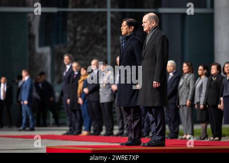 R-L Olaf Scholz, Bundeskanzler, und Ferdinand Marcos Jr., StaatsprâˆöÂßsident der Republik der Philippinen, aufgenommen im Rahmen eines gemeinsamen Treffens in Berlin, 12.03.2024. Berlin Deutschland *** R L Olaf Scholz, Bundeskanzler, und Ferdinand Marcos Jr , Präsident der Republik Philippinen, auf einer gemeinsamen Sitzung in Berlin, 12 03 2024 Berlin Deutschland Copyright: xJulianexSonntagxphotothek.dex Stockfoto