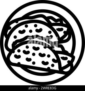 Fisch Taco Meeresküche Linie Symbol Vektor Illustration Stock Vektor