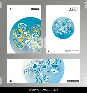 Ausführung der Flüssigkeitsabdeckungen. Abstrakte Formen. Trendiger minimaler Vektor-Hintergrund. Stock Vektor