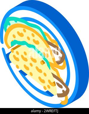 Fisch Taco Meeresküche isometrische Icon Vektor Illustration Stock Vektor