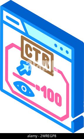 ctr Click Through Rate seo isometrische Symbolvektorgrafik Stock Vektor