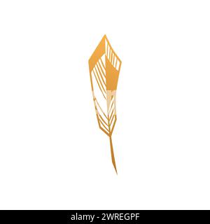 Goldene Feder des Vogels, Bohemian stilisierte Federn mit schöner weicher Glitzervektorillustration Stock Vektor